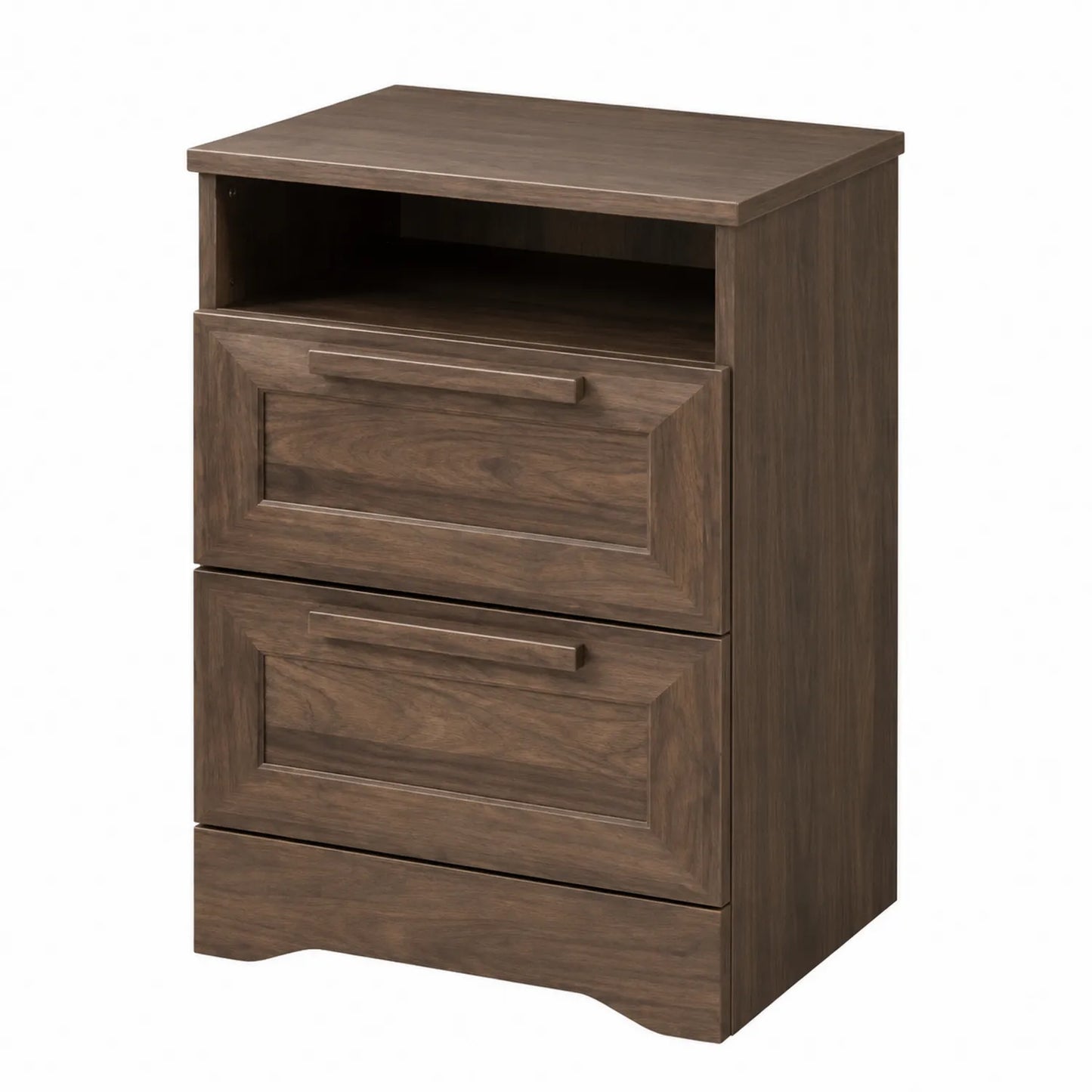 Nachttisch MDF Holzfurnier Braun 2 Schubladen 1 offenes Fach 60x40x30cm