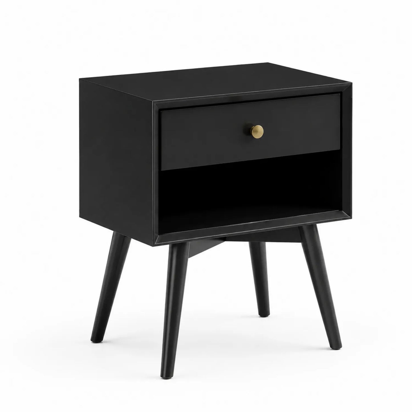 Nachttisch aus MDF mit Schublade Schwarz 40x30x50 cm