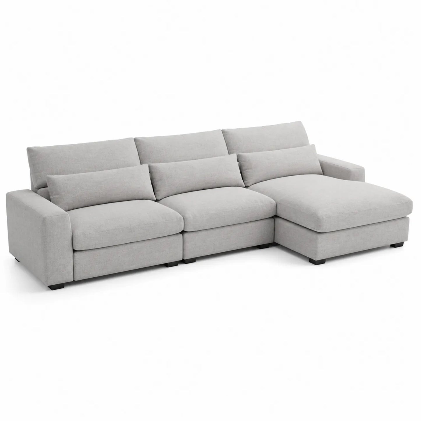 Ecksofa Hellgrau Stoff 280cm