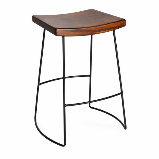 Barhocker Akazienholz Stahl Braun 65cm
