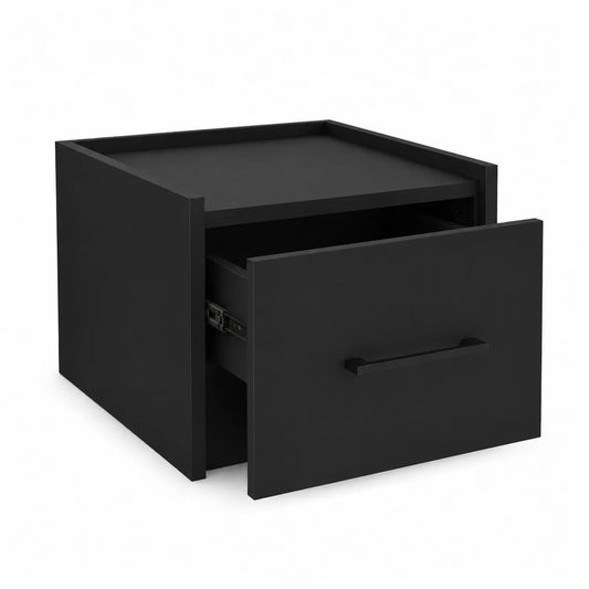 Nachttisch aus MDF mit Schublade Schwarz 50x40x35 cm