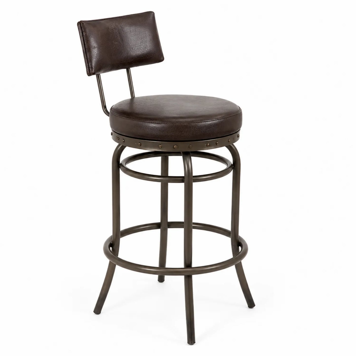 Metall Barhocker mit Kunstleder Braun