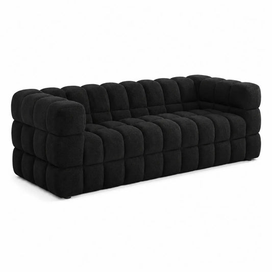 Dreisitzersofa aus Stoff Schwarz 220 cm