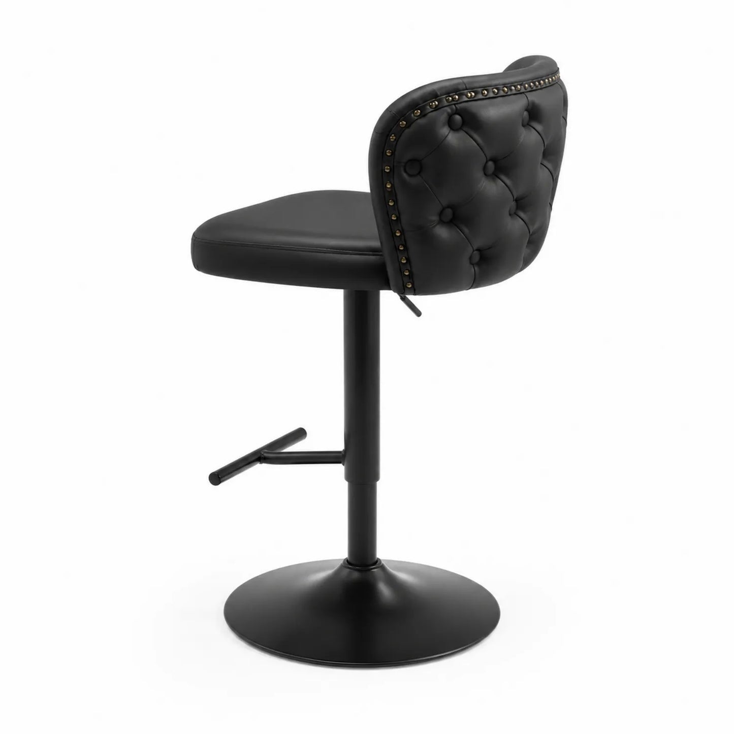 Barhocker Schwarz PU-Leder Verstellbare Höhe Drehbar