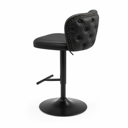 Barhocker Schwarz PU-Leder Verstellbare Höhe Drehbar