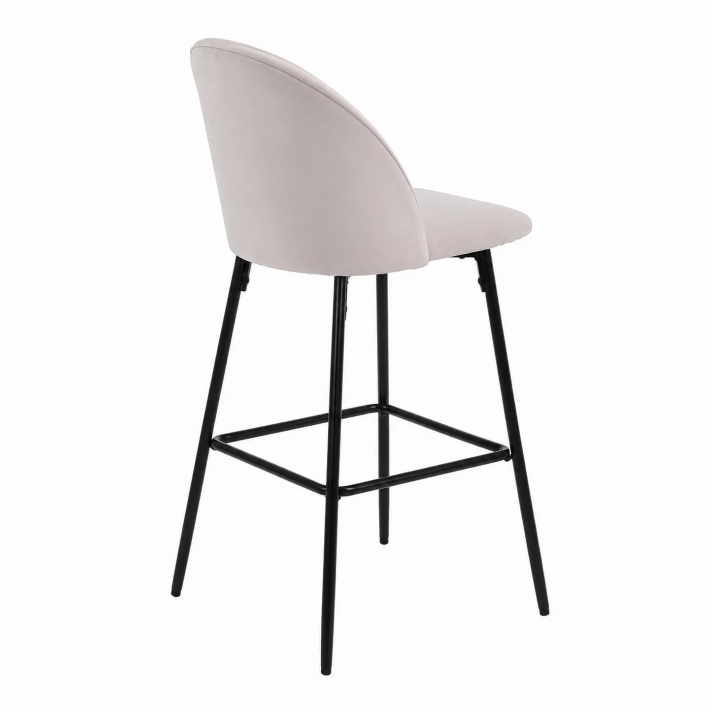 Barhocker mit Samtbezug Creme 102 cm Metallbeine Schwarz
