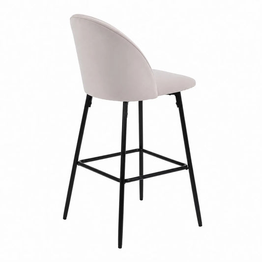 Barhocker mit Samtbezug Creme 102 cm Metallbeine Schwarz