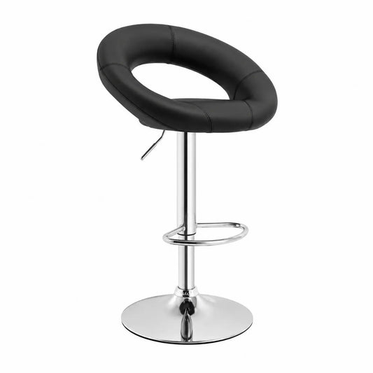 Barhocker Schwarz Kunstleder Verchromter Stahl 88-109 cm