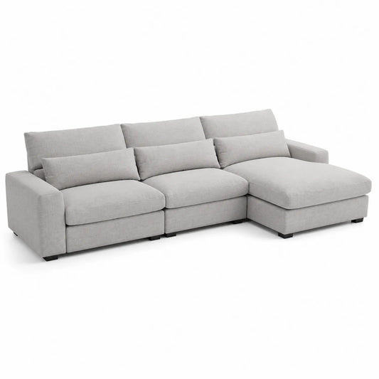 Ecksofa Hellgrau Stoff 280cm