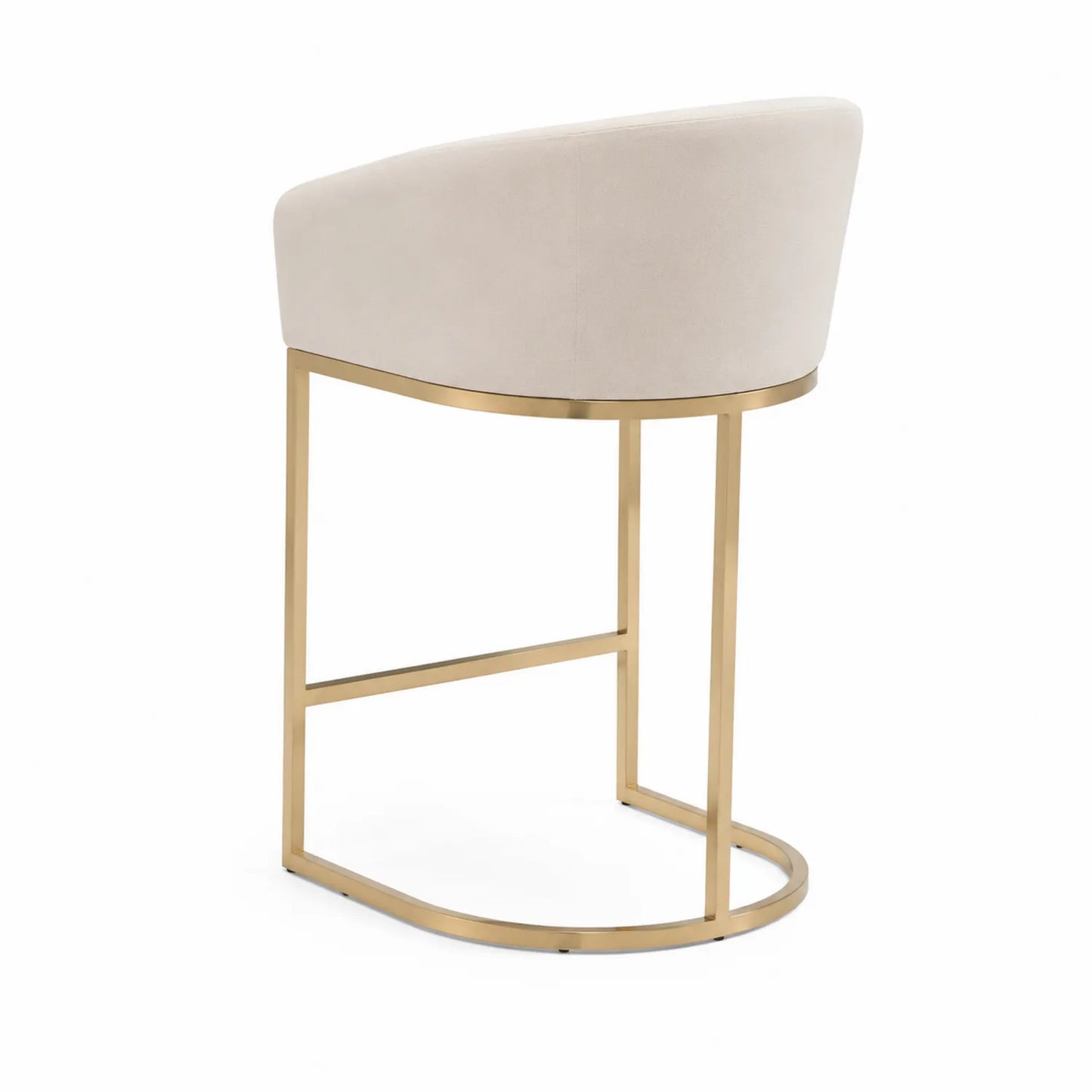 Barhocker Samt Beige Metallgestell