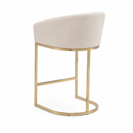Barhocker Samt Beige Metallgestell