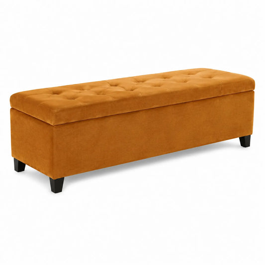 Samt Sitzbank mit Stauraum Braun 120x40x45 cm